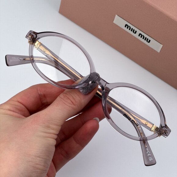 Miu Miu MU01XV 12W1O1 BRAND NEW Eyeglasses Mauve Transparent Oval Unisex - Picture 2 of 11